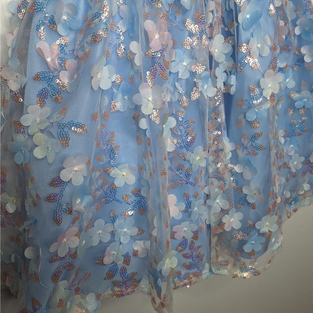 Rare Edition Sequin Floral Dress Girls 5 Fluffy Princess Fancy Party Puff Sleeve - Picture 6 of 9